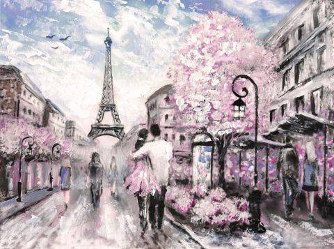 Фотошпалери Акварельний картина Париж в интерьере. Вариант 9