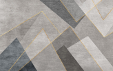Фотообои Геометрическая абстракция серого цвета с золотыми линиями в интерьере. Вариант 