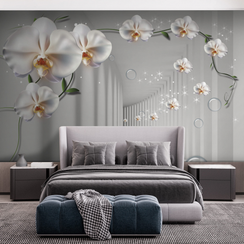 Фотообои Коридор с орхидеями в интерьере. Вариант 18