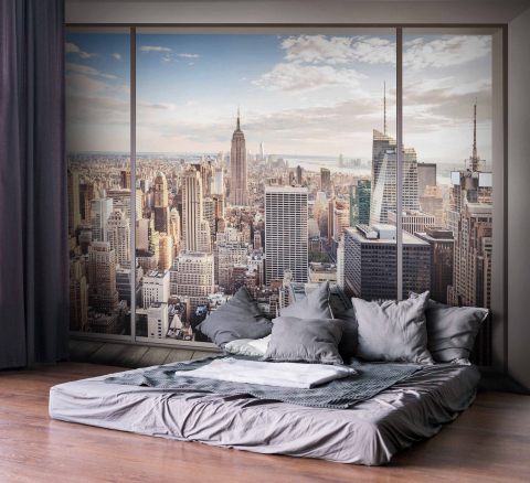 Фотошпалери Вид з вікна на Нью-Йорк в интерьере. Вариант 29