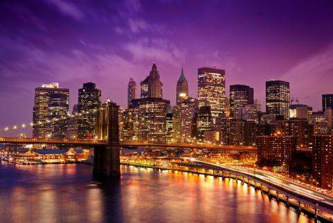 Фотошпалери Бруклінський міст і вогні нічного міста в интерьере. Вариант 29
