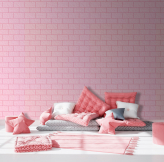 Фотообои Розовая кирпичная стена в интерьере. Вариант 1