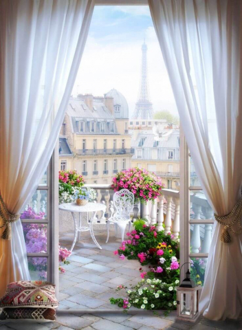 Фотообои Утро в Париже в интерьере. Вариант 