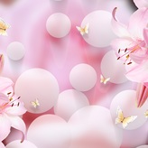 Фотообои Розовые лилии в интерьере. Вариант 2