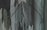 Фотообои Абстрактный акварельный рисунок перьев в интерьере. Вариант 