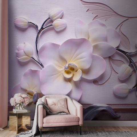 Фотообои Лиловая орхидея в интерьере. Вариант 
