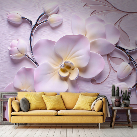 Фотошпалери Фіолетова орхідея в интерьере. Вариант 2