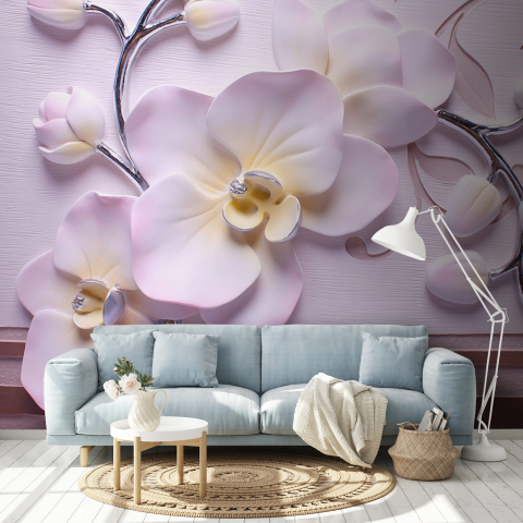 Фотообои Лиловая орхидея в интерьере. Вариант 3