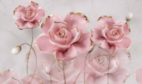 Фотообои Стеклянные розы в интерьере. Вариант 20
