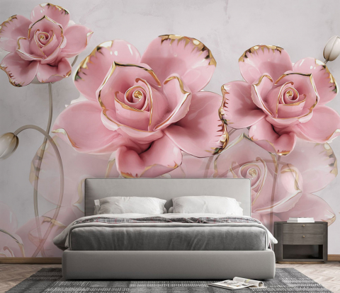 Фотообои Стеклянные розы в интерьере. Вариант 14