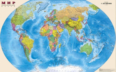 Фотообои Большая карта мира в интерьере. Вариант 