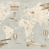 Фотообои Карта с аэропланами в интерьере. Вариант 3