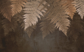 Фотошпалери Тропічні листя на коричневій стінці гранж в интерьере. Вариант 3