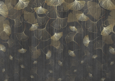 Фотошпалери Старовинна ілюстрація з падінням листя гінкго в интерьере. Вариант 