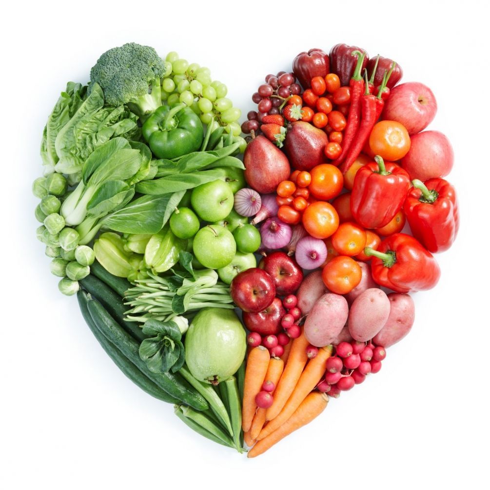 Фотошпалери Серце з овочів і фруктів