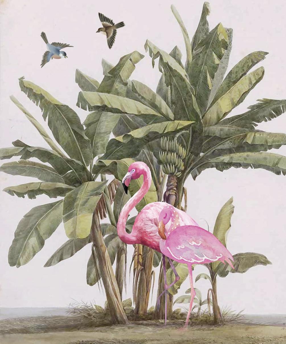 Фотообои Фламинго под пальмой