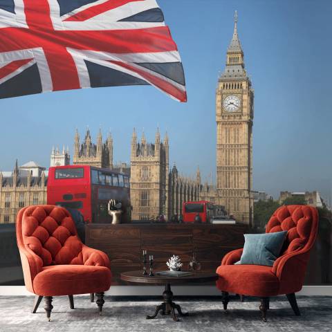 Биг-Бен Лондон Англия флаг