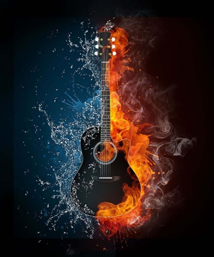 Фотообои Горящая гитара