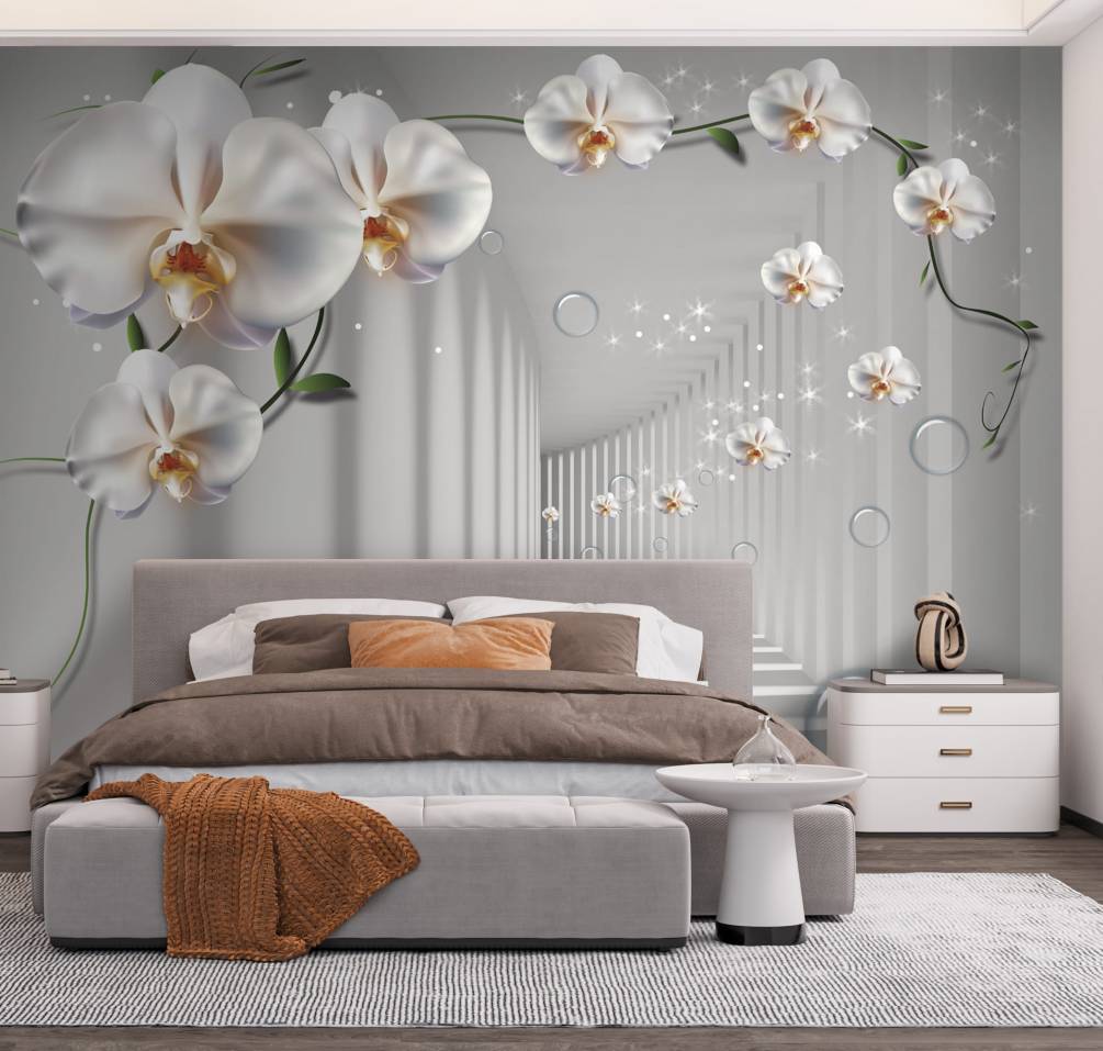 Фотообои Коридор с орхидеями