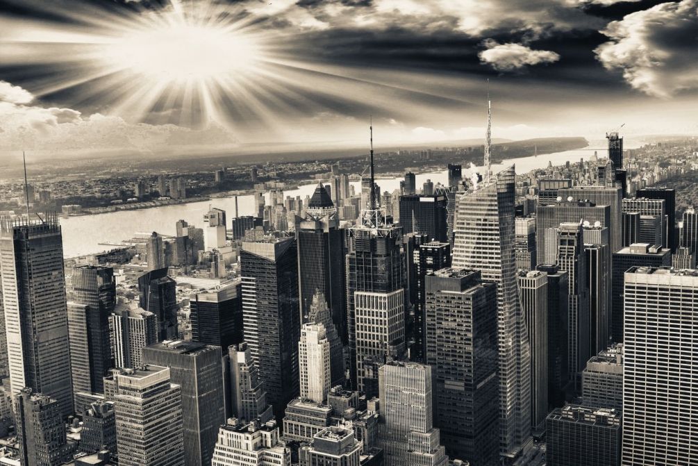 Фотошпалери Чорно-біла панорама міста