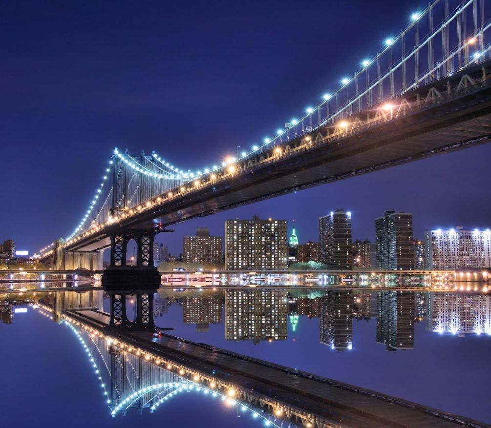 Фотошпалери Бруклінський міст в нічному Нью-Йорк