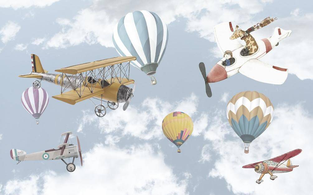Фотообои Воздушные шары и самолеты
