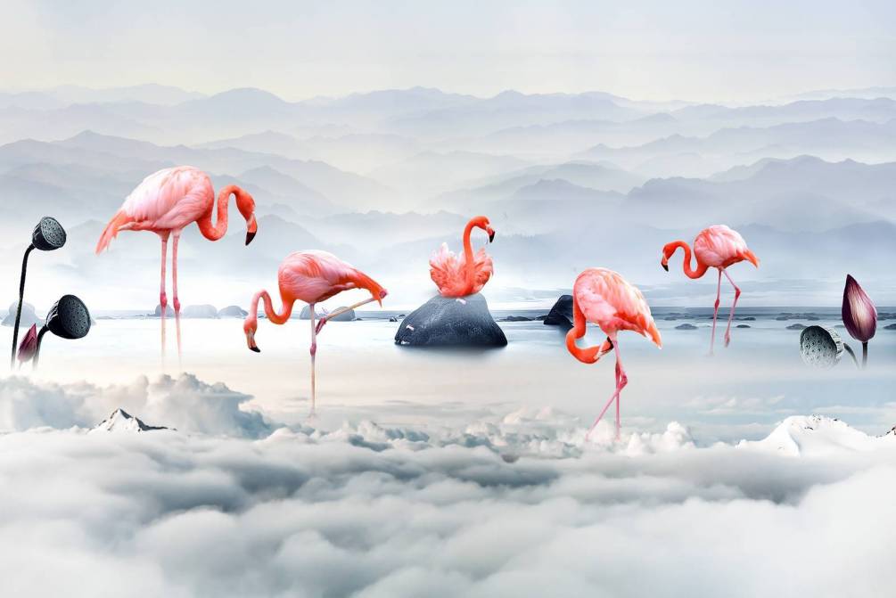 Фотообои Фламинго в дымке