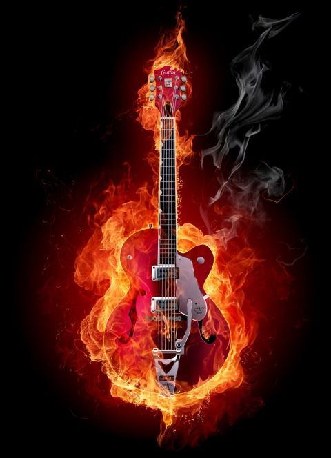 гитара огонь дым