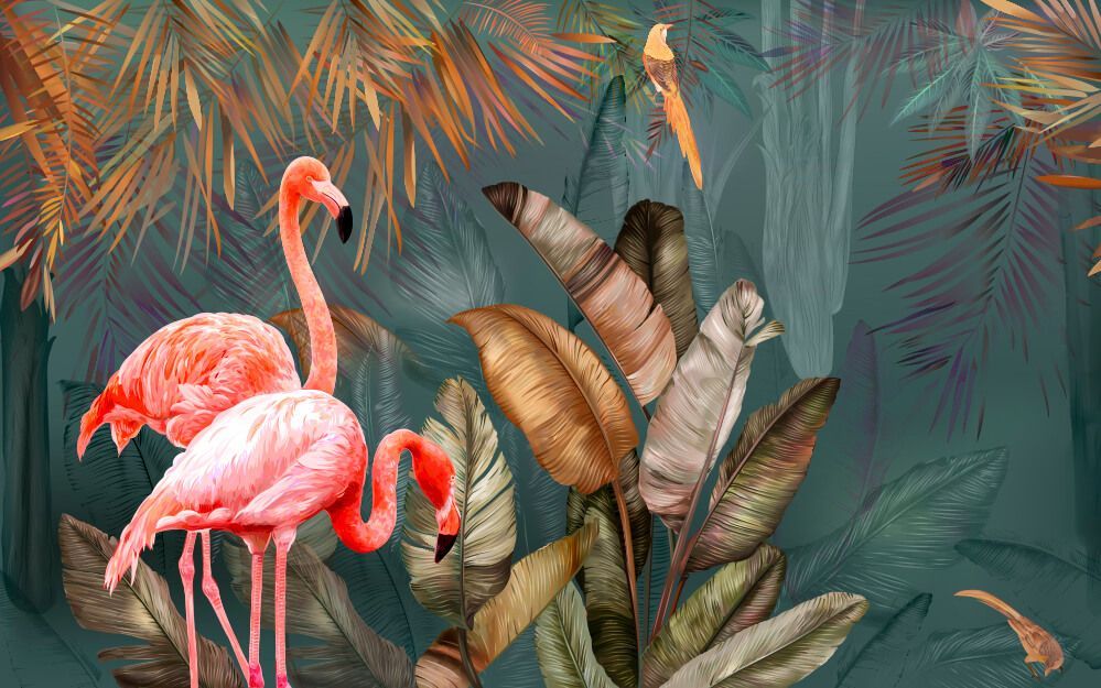 Фотообои Яркие фламинго