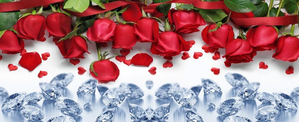 Фотообои Алые розы с алмазами