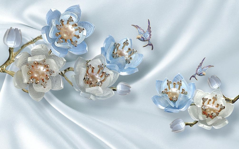 Фотошпалери Гілка квітів з перлами