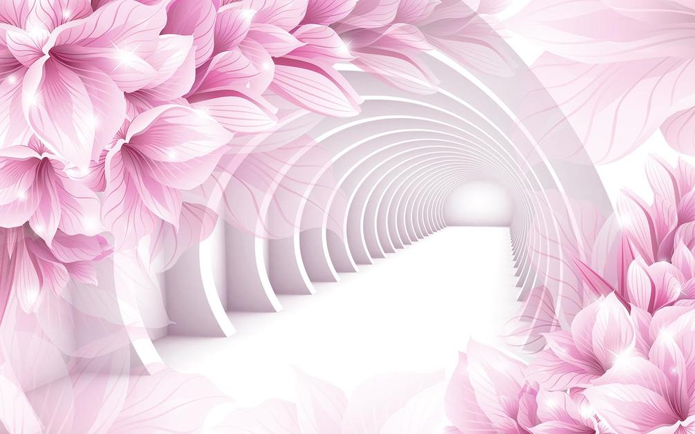Фотообои Белый тоннель с цветами