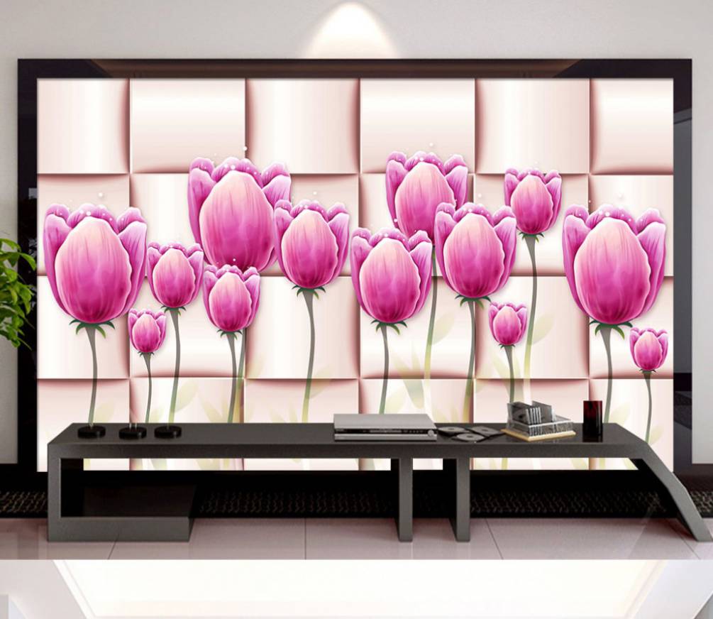 Фотообои Ярко-розовые тюльпаны