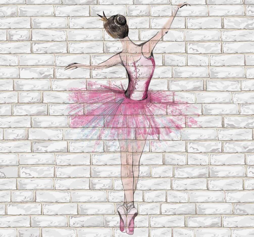 Фотообои Балерина акварелью на стене