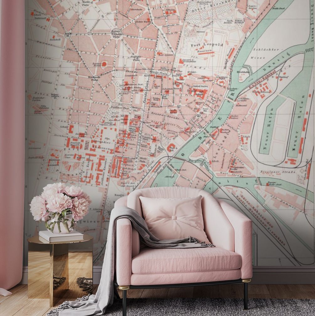 Фотообои Розовая векторная карта